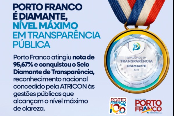 Porto Franco conquista o Selo Diamante de Transparência – nota 95,67%